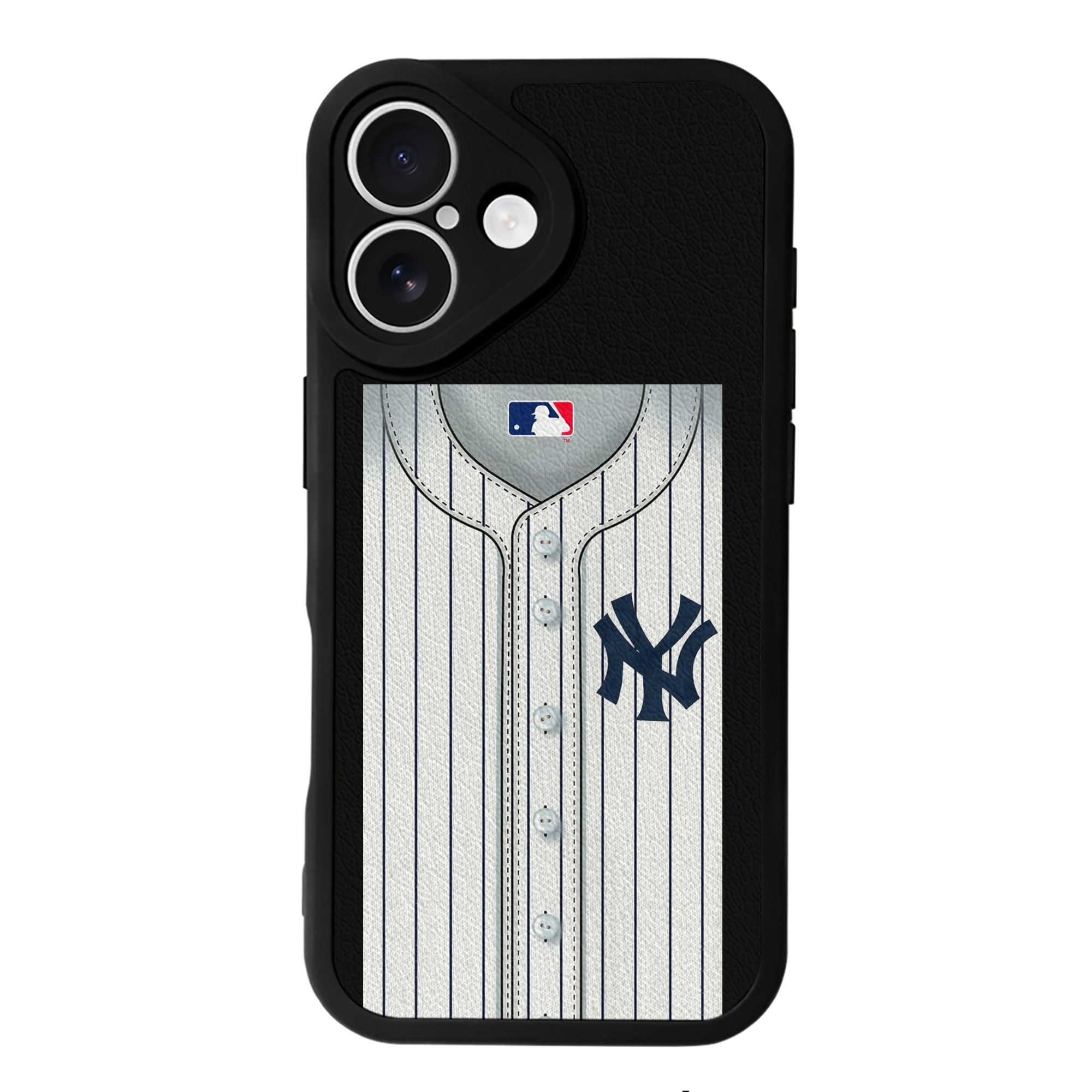 New York Yankees Pinstripe Jersey Background IPhone 16 Silicone Leather Case – UV Print, Lambskin Texture – Perfect Fit, Wireless Charging Compatible, Scratch Resistant, Precise Cutouts – Stylish Protection For IPhone 16